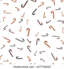 Light Orange vector seamless template with sweet christmas sticks.