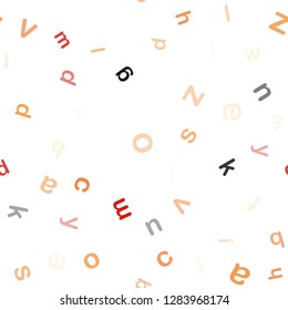 Light Orange vector seamless template with isolated letters. Abstract illustration with colored latin alphabet. Template for business cards, websites.