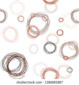 Light Orange vector seamless template with circles. Glitter abstract illustration with blurred drops of rain. Pattern for design of fabric, wallpapers.