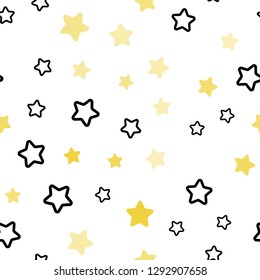 Light Orange vector seamless template with sky stars. Shining colored illustration with stars. Design for wallpaper, fabric makers.