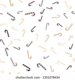 Light Orange vector seamless template with sweet christmas sticks.