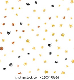 Light Orange vector seamless template with ice snowflakes. Modern geometrical abstract illustration with snowflakes. Pattern for design of fabric, wallpapers.