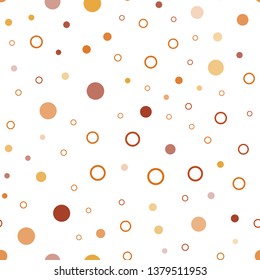 Light Orange vector seamless template with circles. Blurred bubbles on abstract background with colorful gradient. Design for textile, fabric, wallpapers.