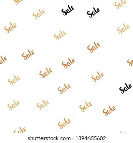 Light Orange vector seamless template with selling words. Illustration with signs of sales on abstract template. Template for season sales, shopping ads.