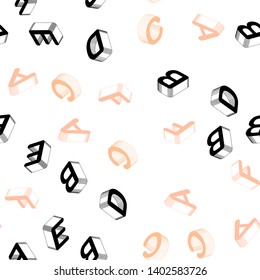 Light Orange vector seamless template with 3D isolated letters. Abstract illustration with 3D ABC symbols. Design for textile, fabric, wallpapers.