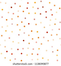 Light Orange vector seamless texture with disks. Blurred bubbles on abstract background with colorful gradient. The pattern can be used for ads, leaflets of liquid.