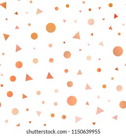 Light Orange vector seamless texture in triangular style with circles. Decorative design in abstract style with lines, dots. Design for textile, fabric, wallpapers.