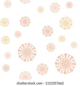 Light Orange vector seamless texture with colored snowflakes. Decorative shining illustration with snow on abstract template. Design for textile, fabric, wallpapers.