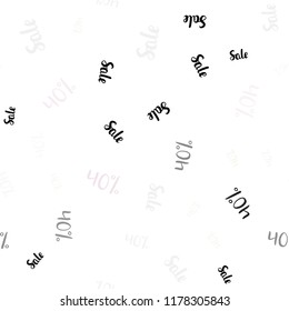 Light Orange vector seamless texture with selling prices 40 %. Colorful set of  percentage signs in simple style. Pattern for ads, posters, banners of sales.