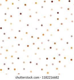 Light Orange vector seamless texture with disks. Glitter abstract illustration with blurred drops of rain. The pattern can be used for ads, leaflets of liquid.