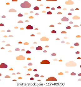Light Orange vector seamless texture with cloudy sky. Colorful illustration consisted of abstract clouds. Pattern for design of window blinds, curtains.