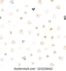 Light Orange vector seamless texture with lovely hearts. Decorative shining illustration with hearts on abstract template. Pattern for carnival, festival romantic leaflets.