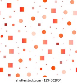 Light Orange vector seamless texture with disks, rectangles. Colorful gradient with circles, rectangles on abstract backdrop. Trendy design for wallpaper, fabric makers.