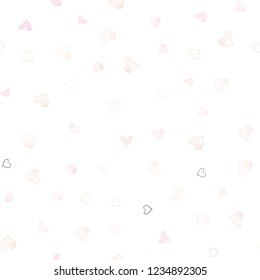 Light Orange vector seamless texture with lovely hearts. Hearts on blurred abstract background with colorful gradient. Template for Valentine's greeting postcards.
