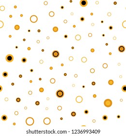 Light Orange vector seamless texture with disks. Illustration with set of shining colorful abstract circles. Design for textile, fabric, wallpapers.