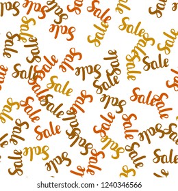 Light Orange vector seamless texture with selling prices 70, 90 %. Abstract illustration with colorful gradient symbols of sales. Template for season sales, shopping ads.