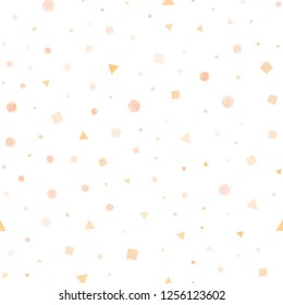 Light Orange vector seamless texture with poly style with circles, cubes. Abstract illustration with colorful dots, lines, cubes. Pattern for trendy fabric, wallpapers.