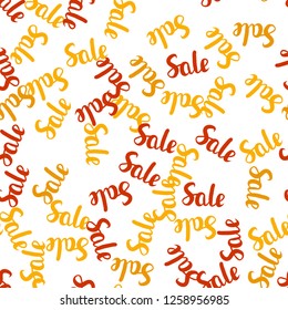 Light Orange vector seamless texture with selling prices 70, 90 %. Gradient illustration with discount signs on white backdrop. Backdrop for ads, leaflets of Black Friday.