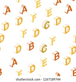 Light Orange vector seamless texture with 3D ABC characters. Abstract illustration with colorful 3D latin alphabet. Texture for window blinds, curtains.