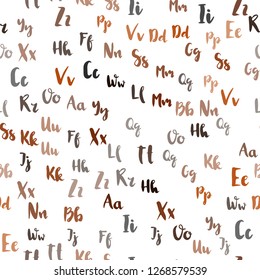 Light Orange vector seamless texture with ABC characters. Shining illustration with ABC symbols on abstract template. Pattern for trendy fabric, wallpapers.