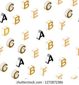 Light Orange vector seamless texture with 3D ABC characters. Modern geometrical illustration with 3D ABC english symbols. Pattern for trendy fabric, wallpapers.