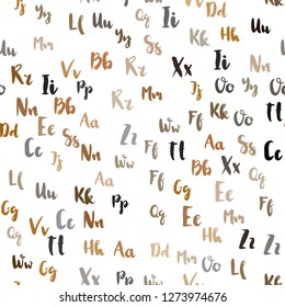 Light Orange vector seamless texture with ABC characters. Abstract illustration with colored latin alphabet. Pattern for design of fabric, wallpapers.
