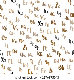 Light Orange vector seamless texture with ABC characters. Shining colorful illustration with isolated letters. Template for business cards, websites.