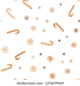 Light Orange vector seamless texture with xmas sweets, candies.