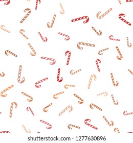 Light Orange vector seamless texture with xmas sweets, candies.