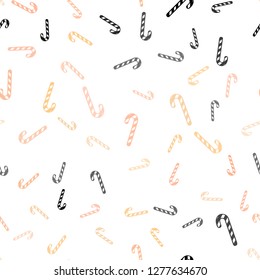Light Orange vector seamless texture with xmas sweets, candies.