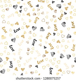 Light Orange vector seamless texture with words LOVE YOU, hearts. Colorful illustration with quote LOVE YOU, hearts. Design for wallpaper, fabric makers.