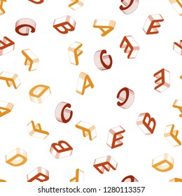 Light Orange vector seamless texture with 3D ABC characters. Colorful gradient design in 3D style with signs of alphabet. Texture for window blinds, curtains.