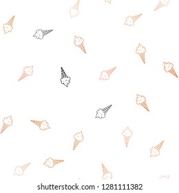 Light Orange vector seamless texture with delicious ice-cream. Beautiful colorful illustration with ice-cream cones. Pattern for ad, booklets, leaflets of restaurants.