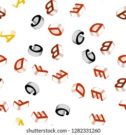 Light Orange vector seamless texture with 3D ABC characters. Colorful gradient design in 3D style with signs of alphabet. Texture for window blinds, curtains.