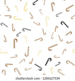 Light Orange vector seamless texture with xmas sweets, candies.