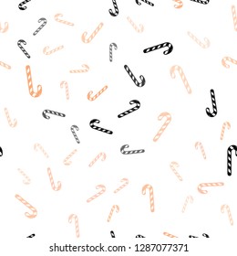 Light Orange vector seamless texture with xmas sweets, candies.