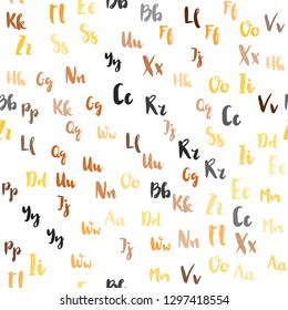 Light Orange vector seamless texture with ABC characters. Blurred design in simple style with signs of alphabet. Design for textile, fabric, wallpapers.