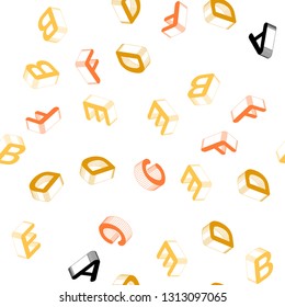 Light Orange vector seamless texture with 3D ABC characters. Colorful gradient design in 3D style with signs of alphabet. Pattern for design of fabric, wallpapers.
