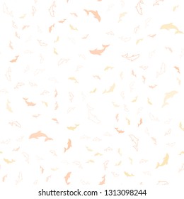 Light Orange vector seamless texture with dolphins. Modern abstract illustration with sea dolphins. Pattern for wildlife ad, booklets.