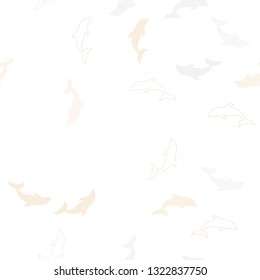 Light Orange vector seamless texture with dolphins. Shining illustration of colorful gradient sea dolphins. Pattern for wildlife ad, booklets.