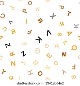 Light Orange vector seamless texture with ABC characters. Blurred design in simple style with signs of alphabet. Design for wallpaper, fabric makers.