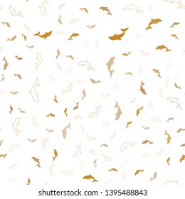 Light Orange vector seamless texture with dolphins. Isolated sea dolphins on white background. Pattern for marine leaflets.