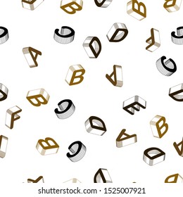 Light Orange vector seamless texture with 3D ABC characters. Abstract illustration with 3D ABC symbols. Pattern for trendy fabric, wallpapers.