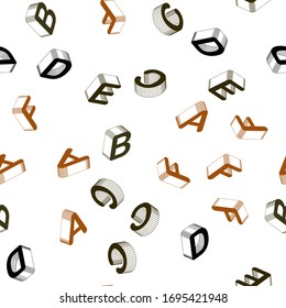 Light Orange vector seamless texture with 3D ABC characters. Shining colorful 3D illustration with isolated letters. Pattern for design of fabric, wallpapers.