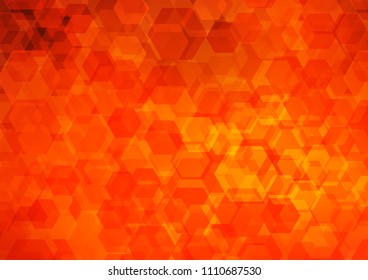 Light Orange vector shining hexagonal pattern. A sample with polygonal shapes. The completely new template can be used for your brand book.