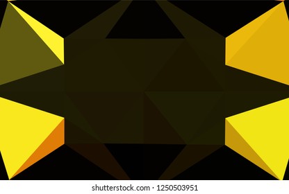 Light Orange vector shining hexagonal pattern. Triangular geometric sample with gradient.  Brand new design for your business.