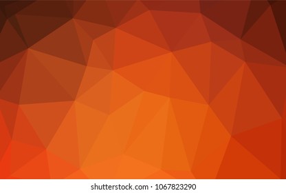 Light Orange vector shining triangular backdrop. Polygonal abstract illustration with gradient. That pattern can be used as a part of a brand book.