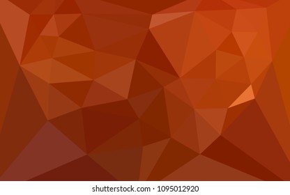 Light Orange vector shining triangular layout with a heart in a centre. Colorful abstract illustration with triangles. Triangular pattern for your design.