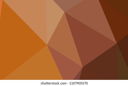 Light Orange vector shining triangular cover. Shining polygonal illustration, which consist of triangles. Best triangular design for your business.
