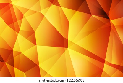 Light Orange vector shining triangular backdrop. Polygonal abstract illustration with gradient. Best triangular design for your business.
